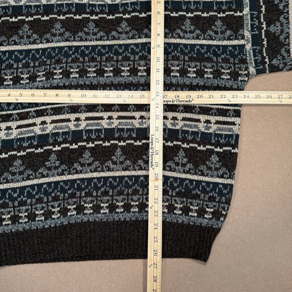 Vintage Fair Isle Knit Sweater Brown Geometric Pattern XL Basic Editions - Picture 7 of 7